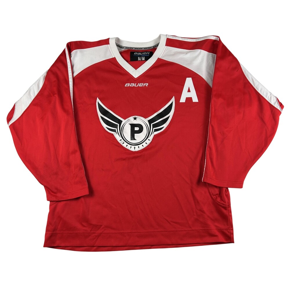 Bauer Hockey Jersey Mens Medium Red White Practice P Wings 11 Alternate Y2K